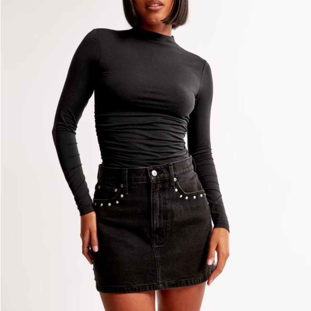 NWT - Abercrombie & Fitch - Denim Studded Mini Skirt